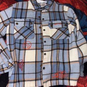 Disney Blue and Tan Turning Red Plaid Shirt